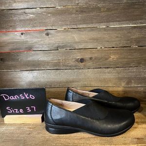 Womens Dansko Ann Black Leather Slip On‎ Flats Shoes Size EU 37 US 6.5-7 M GUC